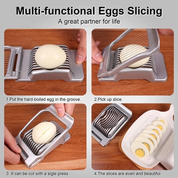 IC Hardkokte Egg Egg Cutter Jordbærskutter Heavy Duty Aluminiums Cutter Rustfritt Ståltråd Multipurpose
