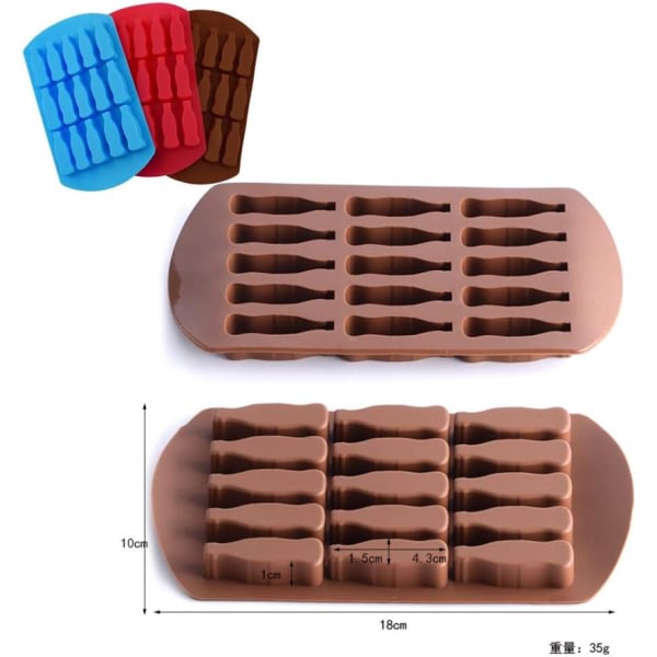 IC 5 stk form, 15 hulrom kokeflaske form silikonboks, egnet for sjokolade, gelatin, godteri, isbiter.