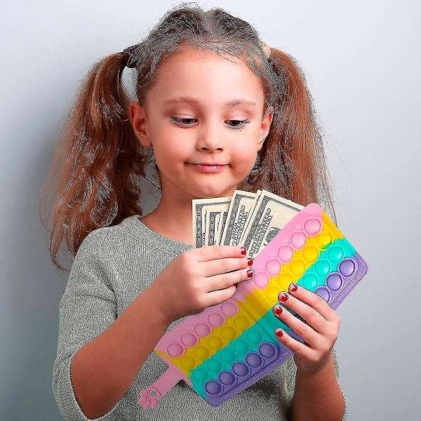 IC Pop Plånbok Plånbok för tjejer Kvinnor Fidget Pops Poppet It Söt Mini Små Regnbågsplånböcker Myntficka Kreditkortshållare Handväska