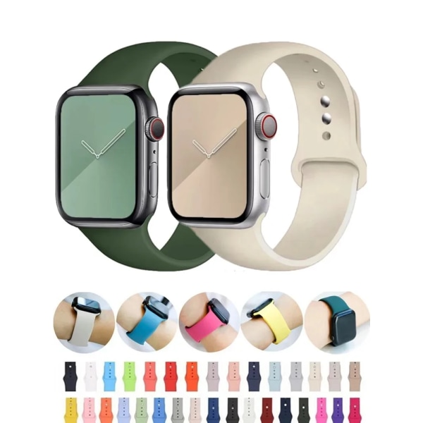 Silikonrem til Apple Watch Band 45mm 44mm 42mm 49mm 41mm 40mm 38mm correa armband iwatch Series 8 7 9 SE 4 3 5 Ultra 6 Ovile Ovile 38 40 41 mm M-L