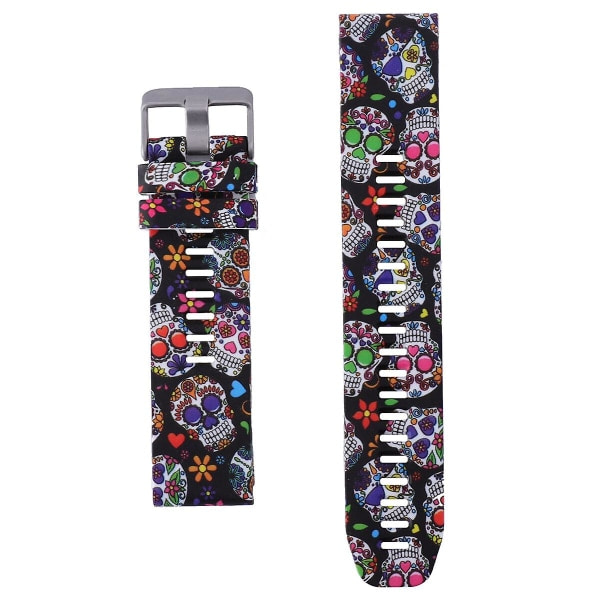 Hurtig frigivelse urrem i silikone kompatibel med Garmin Fenix 5 Plus / Instinct / Forerunner 935 945 - Farverig kranium Farverig 21X2.2CM