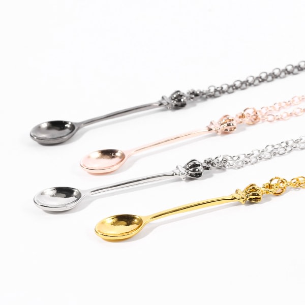 8. Mini Crown Spoon Halsband, Fickstorlek Spoon Nyckelring IC