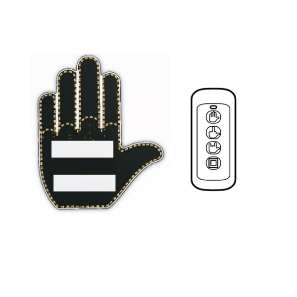 Midtfingerlys for bil, Road Rage LED-skilt, Glogestur-håndlys, Lys opp langfinger for bilvindu med fjernkontroll, lastebiltilbehør B