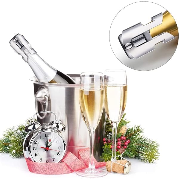 Champagnepropp, rostfritt stål vakuumvinpropp flaskförslutningsproppar, läckagesäker vinflaskpropp för mousserande flaska (4 st)