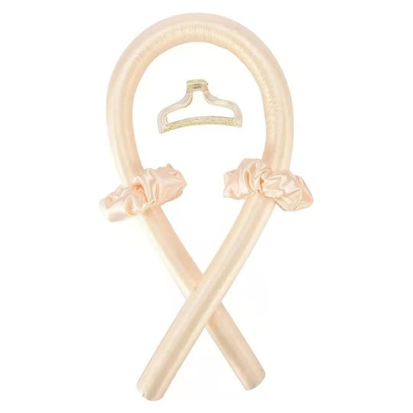 Satin Heatless Curling Set til hår, perfekte krøller, ingen skade beige