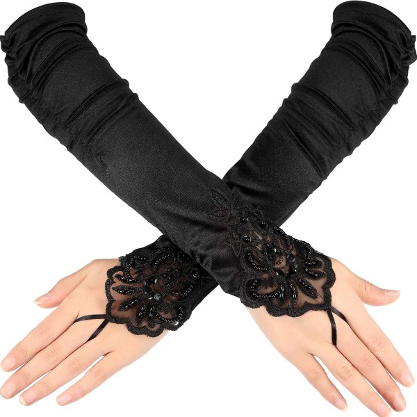 Fingerlösa handskar 1920shandskar Spets Armbågslängd Handskar Kostym Fingerlösa handskar För Lmell Kvinnor Present