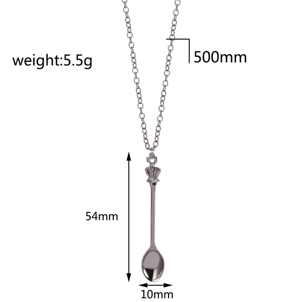 8. Mini Crown Spoon Halsband, Fickstorlek Spoon Nyckelring IC