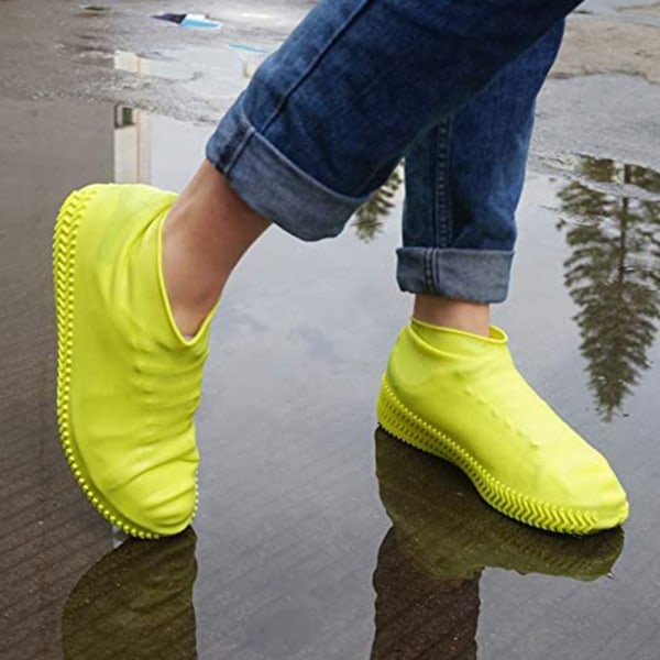 IC Vattentäta skoöverdrag, återanvändbar cover i silikon för män kvinnor, L, gul