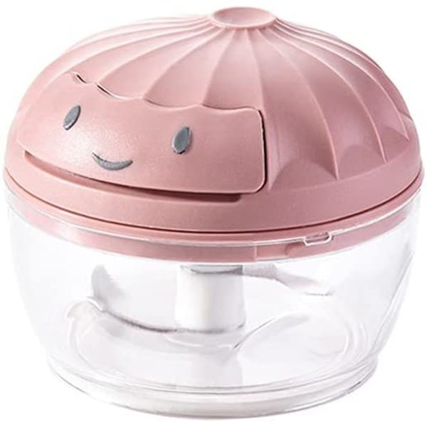 IC Manuell mini-valkosipulihakkuri kannettava lihamylly (vaaleanpunainen, 160 ml)