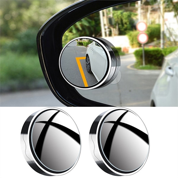 Bil ekstra bakspejl med sugekop, lille rundt bakspejl, 360 graders bredt synsfelt, vidvinkel blindvinkel spejl Suction cup (silver 1 pair)