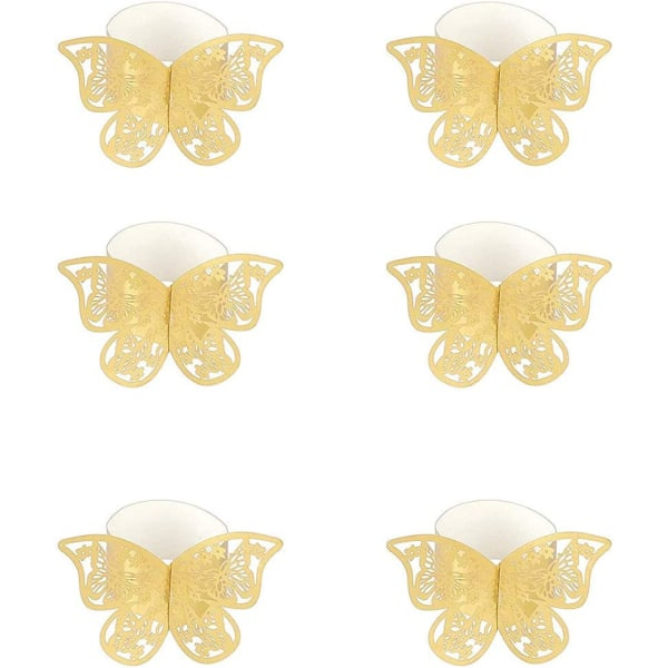 IC 50 stk Butterfly Papir Servietringe, Guld Vintage Servietringe