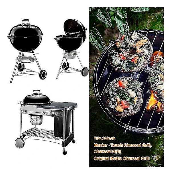 One Touch Ash Cleaning System Udskiftningssæt Metal Grilldel til Weber 22 Tommer Master Touch Performer Original Silver Silver