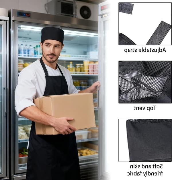 2-pack justerbar kockmössa, andningsbar nätmössa för kockar, bagare och kökspersonal, polyesterbomull, svart vit