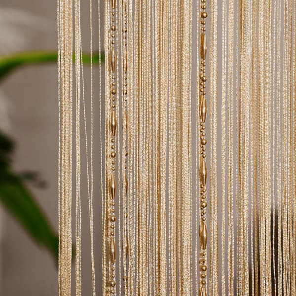 Pärlgardin Polyester Rumsavdelare Insektsskydd för Vardagsrum Sovrum Balkongdörr Guld 200 x 100 cm
