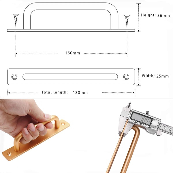 Dørgreb med 2 knapper, aluminiumlegering, velegnet til skabe, skuffer, sminkbord (guld, hul afstand: 160MM) GroupM
