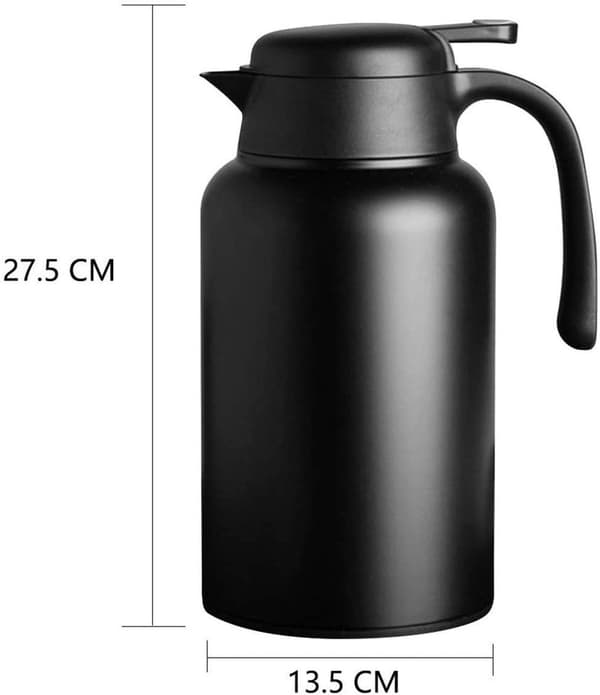 Termokande, 2L Isoleret Kande i Rustfrit Stål, Holder Drikke Varme Eller Kolde i 24 Timer, Sort Til Hjem, Kontor Og Rejser