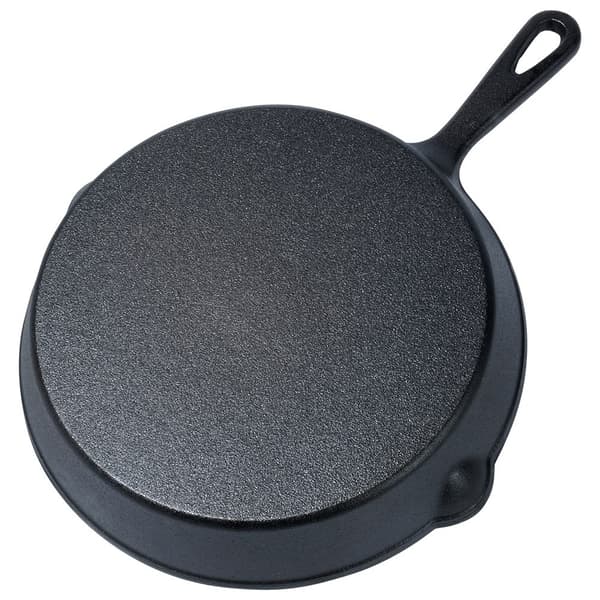 Støpejernspanne med silikonhåndtak, egnet for induksjonsovn, komfyr og åpen ild, 25 cm