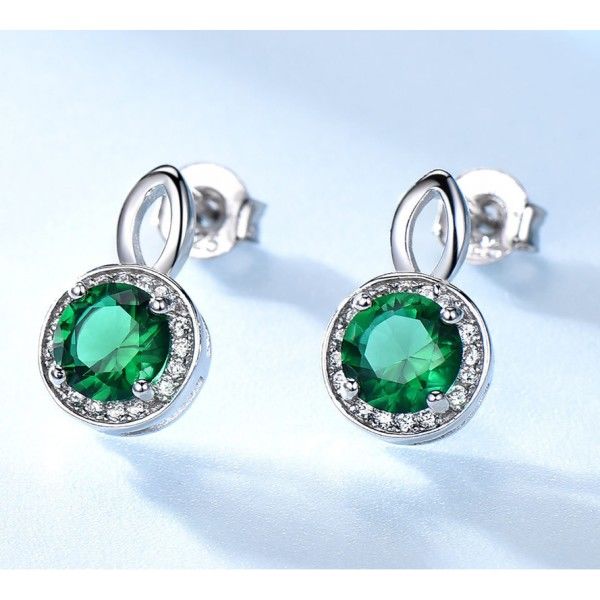 IC par S925 Sterling Silver korvakorut naisille värikkäillä keinotekoisilla jalokivillä Stud korvakorut 925 Silver pinkki