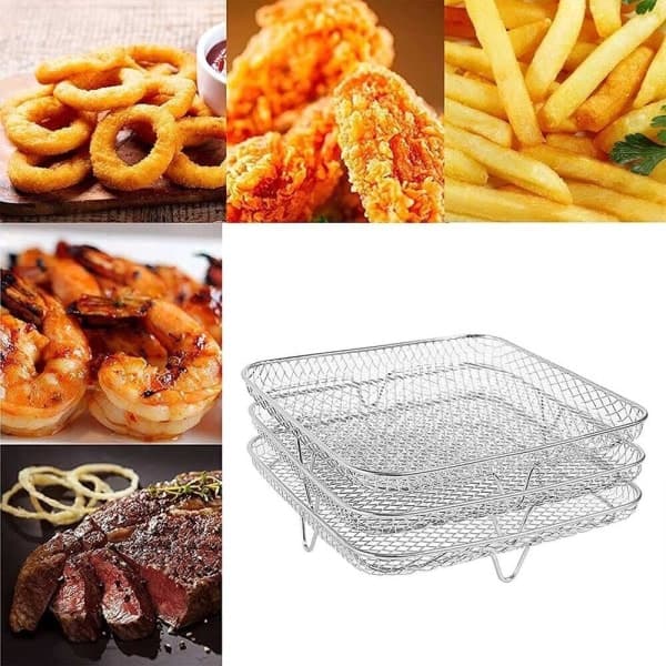 Airfryer-stativ Tre lag stablebare dehydratorstativ i rustfritt stål