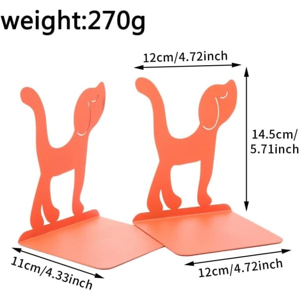 IC 2-pack metall bokstöd Heavy Duty bokstöd Bokhylla Hundformad