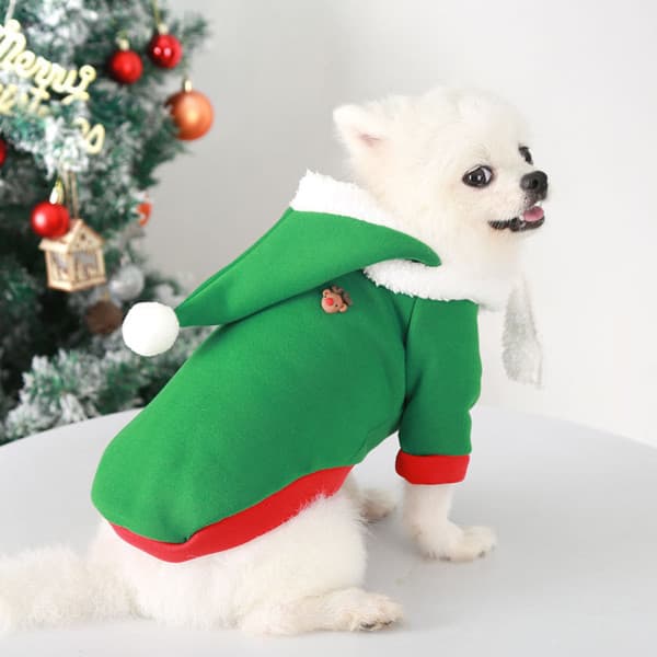 Juldräkt för husdjur, söt älgdesign, tomte, XS