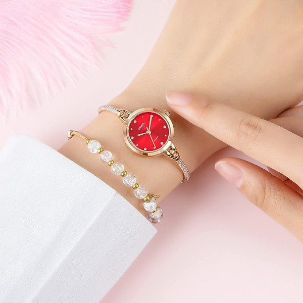 IC Kello Dam Analog Quartz Watch Mosaik Timantteilla Rannekoru Pukeutumiskello Naisille Vedenkestävä Rannekello Rose Gold Rannekkeella