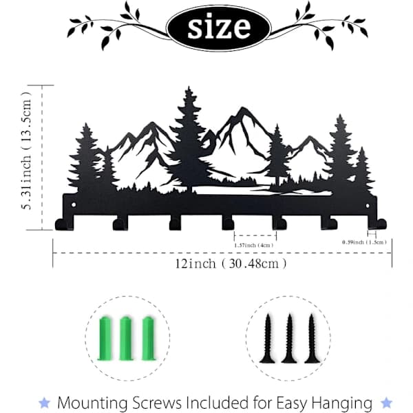 Metal Wall Mounted Key Holder with 7 Hooks, Organizer Shelf for Entryway