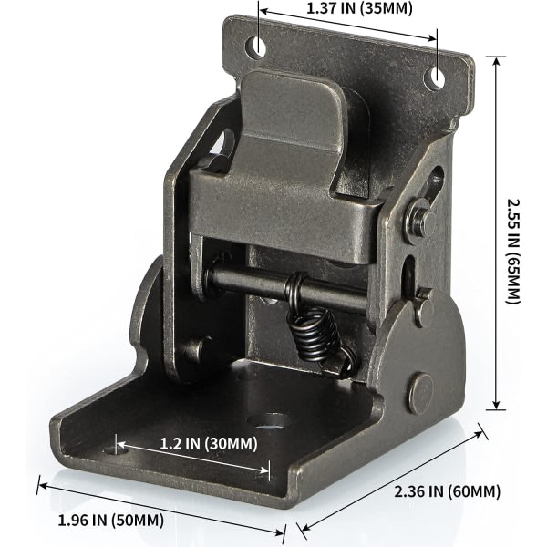 IC Vikbare Beslag Sterke, 90 graders selvlåsende hengsler for bordbein, veggmontert hylle, 330 pund per, pakke med 4 (Gunblack)