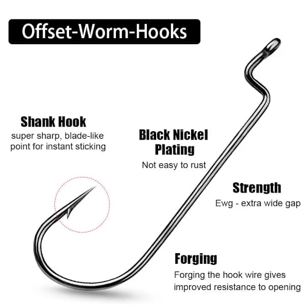 50-200 pcs Fishing Hooks Soft Plastic Lures Worm Hooks Long Shank Hooks for Bass 50pcs 2/0# 50pcs 2/0#