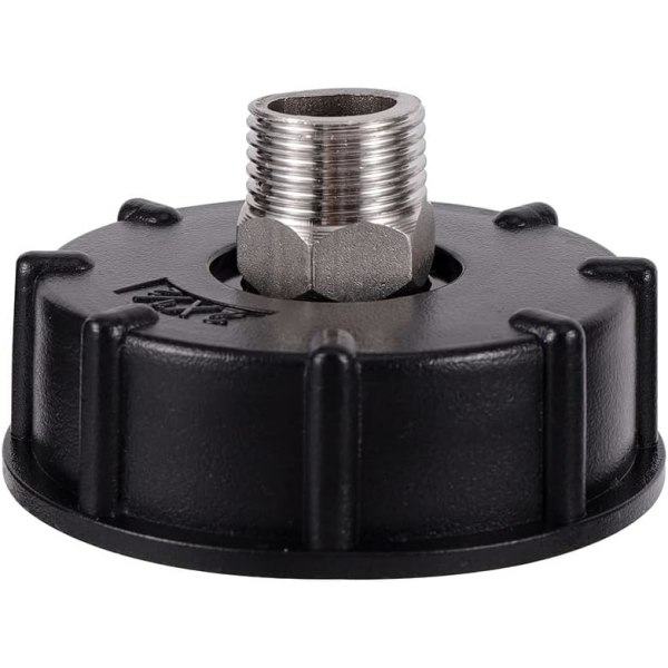 IBC-tankadapter med grovgänga S60X6, slangkoppling, rostfritt stål, 4-punkts yttertråd