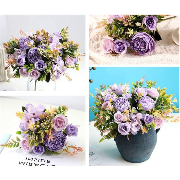 IC Kunstige Blomster, 2 ST Kunstig Pion Falsk Rose Silke
