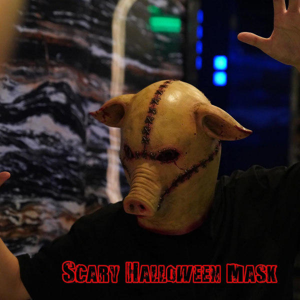 IC Läskig Grismask, Halloween Gris Djurhuvudmask