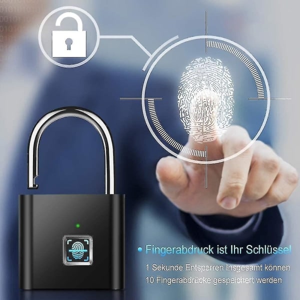 IC CNE Fingeravtryckshänglås Smart Fingeravtryckslås, USB Cha