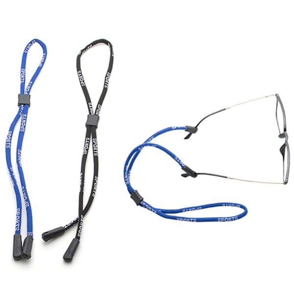 Adjustable Glasses Straps - Black / Blue, 2-pack