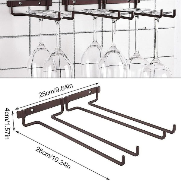 Vinglasophæng, glasophæng under skabet, hængende hylde til vinglas, med skruer, rummer to rækker vin
