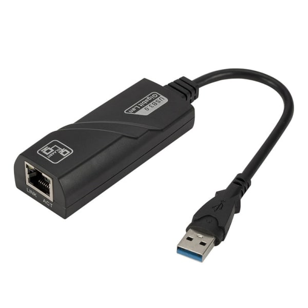 Kablet USB 3.0 til Gigabit Ethernet RJ45 LAN 1000 Mbps Netværksadapter Sort USB3.0