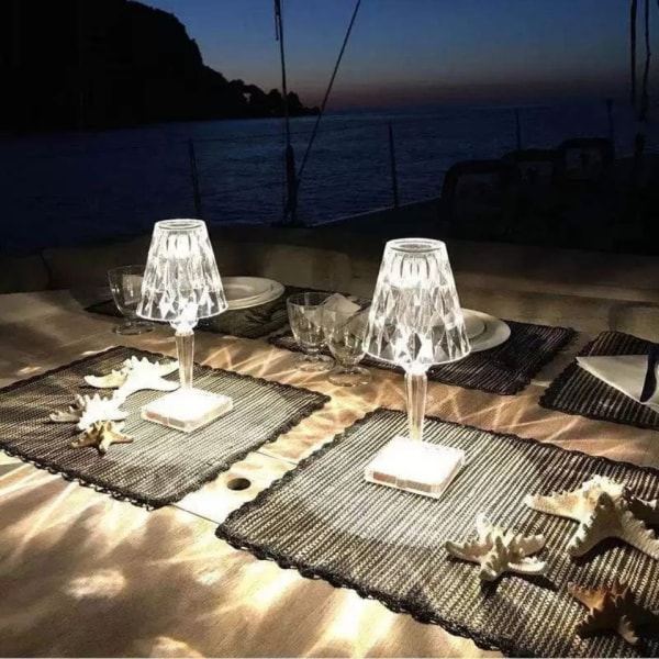 IC Kristal Bordlampe Kreativ Sengelampe Opladbar Atmosfærisk Lampe Lys Luksus Touch Diamant Natlampe (1 stk)