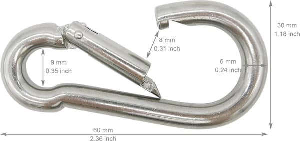Karabinkroker - mm - 6 - stykker - laget - 304 - rustfritt - stål - Sterk - holdbar - rustbestandig - klips - treningsstudio