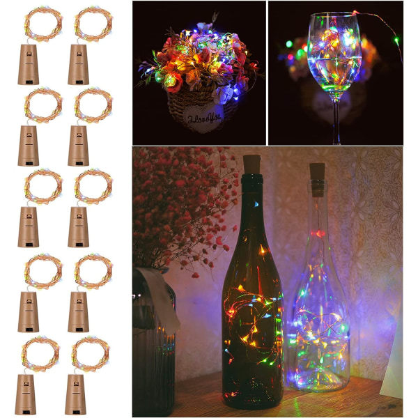 10-pack Korkflaska Fairy Lights med Stjärnor, Batteridrivna Multitrådslampor för Sovrum, Fester, Bröllop, Dekoration