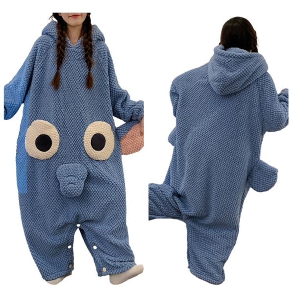 Elephant Onesie Pyjama Unisex Animal Onesie Pyjama One Piece Cosplay -asut Kostymer Blue M