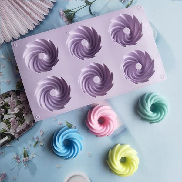 IC 6-hullers spiral silikoneform chokolademousse budding dessert