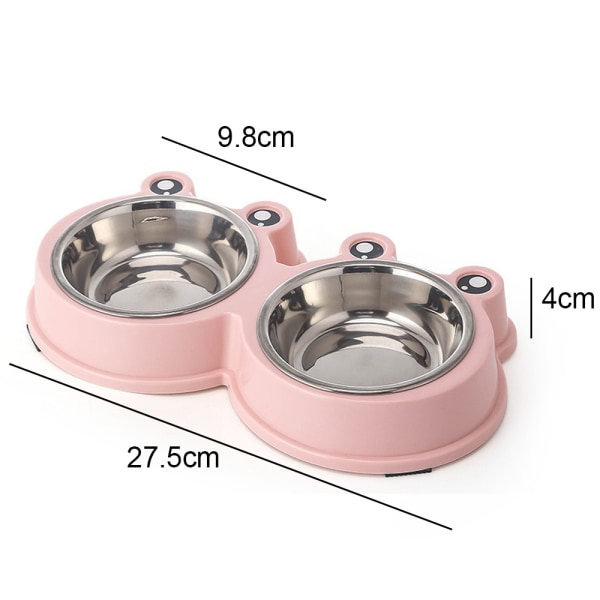 IG Frog Design Dobbelt Hundeskål Rustfrit Stål Hvalpevand Pink