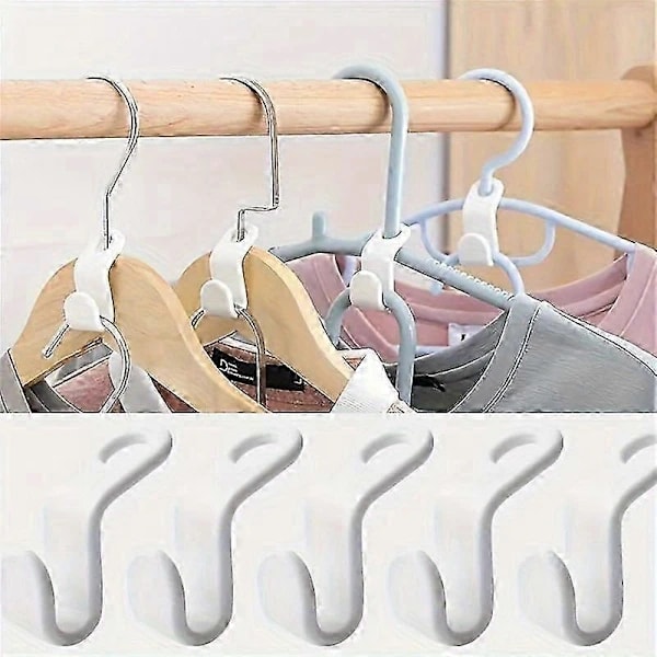 20-pack Plastic Hanger Connectors - Space-Saving Wall-Mounted Organizer, Durable Hooks for Stylish Wardrobe Storage