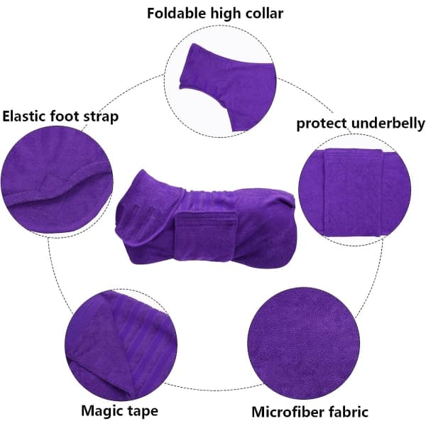 IC Superabsorberende Hundebadekåbe i Mikrofiber, Hurtig Tørrende Taske