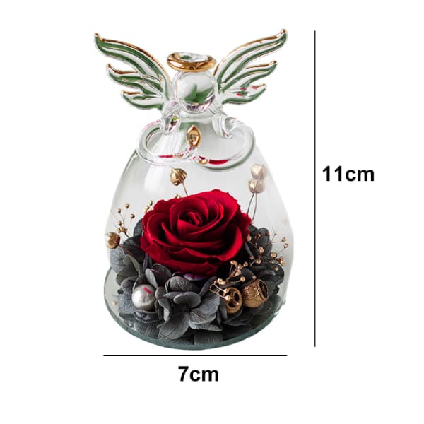 IC Angel odödlig blomma, rosenglaskupa, julröd