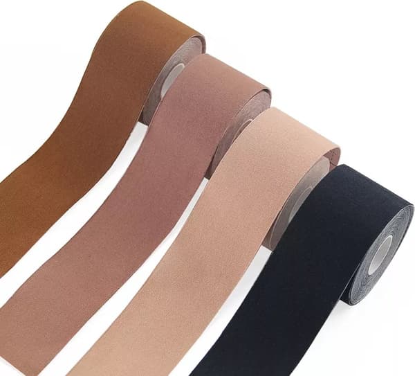 Beige brysttape 5m x 5cm – inkluderer 2 brystvortedekkere, BH-tape, selvklebende BH for brystløft