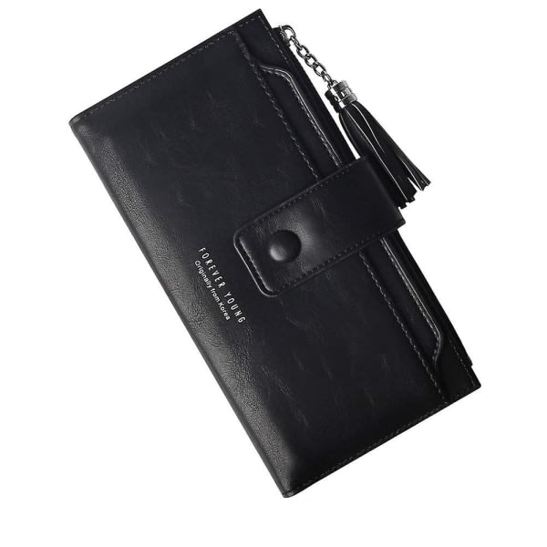 IC Plånbok dam, elegant plånbok för damer (svart, lång) svart