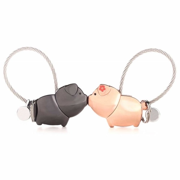 Nyckelring 1 Par Magnetic Kiss Pig Nyckelring för parälskare IC