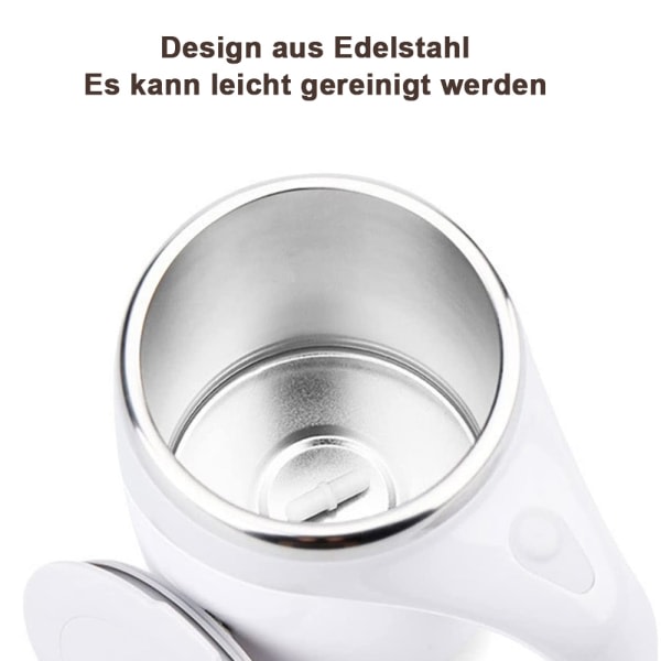 IC Selvblandende kaffekop, automatisk rustfrit stål magnetisk Hvid