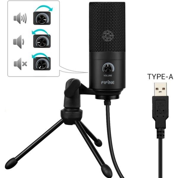 IC USB-mikrofon, metallkondensatorinspelningsmikrofon lämplig för bärbar dator MAC-inspelning av mänsklig röst